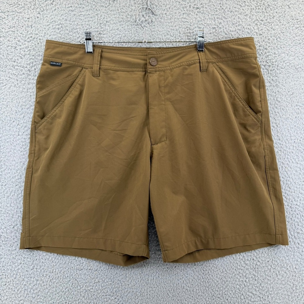 Ariat Ariattek Mens 38 Brown Performance Hiking Work Shorts Flat Front Stretch